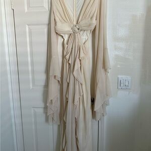 Boohoo Cream Zip-Up Dress